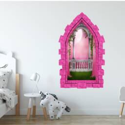 Fairy Tale Princess Balcony Castle Window 3D Wall Decal For Girl Bedroom Playroom Art Decor - thumbnail 2