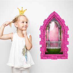 Fairy Tale Princess Balcony Castle Window 3D Wall Decal For Girl Bedroom Playroom Art Decor - thumbnail 3