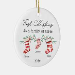 Family Of Three Christmas Stockings Baby Ornament, Of New Personalized Ornament - thumbnail 3