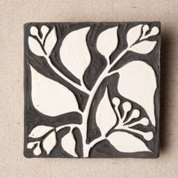 Ceramic Mounted Square Tile Wall Art - Made To Order Pachysandra - thumbnail 2