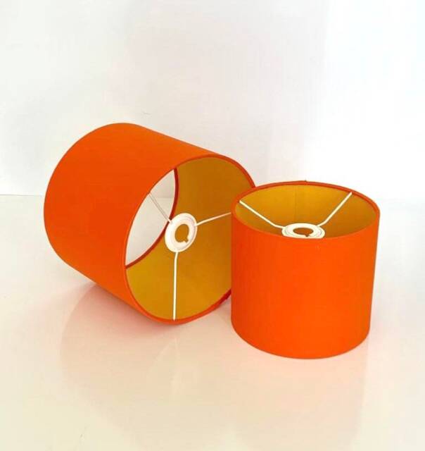 New Hq Neon Cotton Double Sided Lamp Shade Pendant Light Drum Orange Yellow - image 1