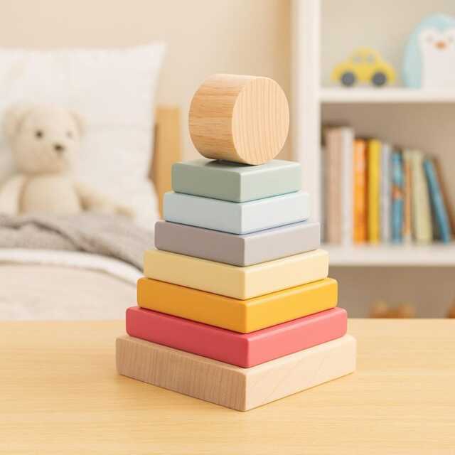 Wooden Montessori Pyramid Shape Sorter - Eco-Friendly Learning Toy - image 1