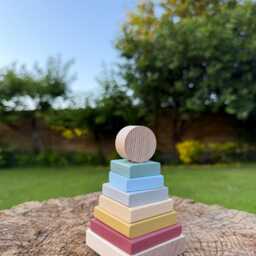Wooden Montessori Pyramid Shape Sorter - Eco-Friendly Learning Toy - thumbnail 2