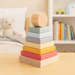 Wooden Montessori Pyramid Shape Sorter - Eco-Friendly Learning Toy - thumbnail 1