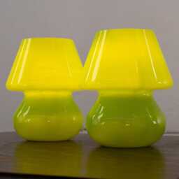 Mushroom Lamp Venetian Murano - Set Of Two Green Glass Light - thumbnail 3