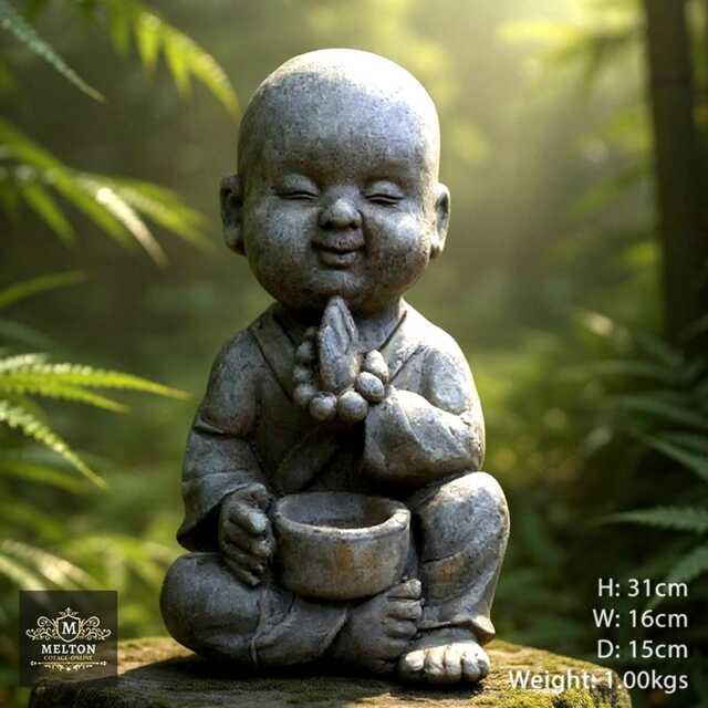 Oriental Zen Garden Praying Buddhist Monk Buddha Ornament Statue Sculpture - image 1