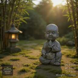 Oriental Zen Garden Praying Buddhist Monk Buddha Ornament Statue Sculpture - thumbnail 3