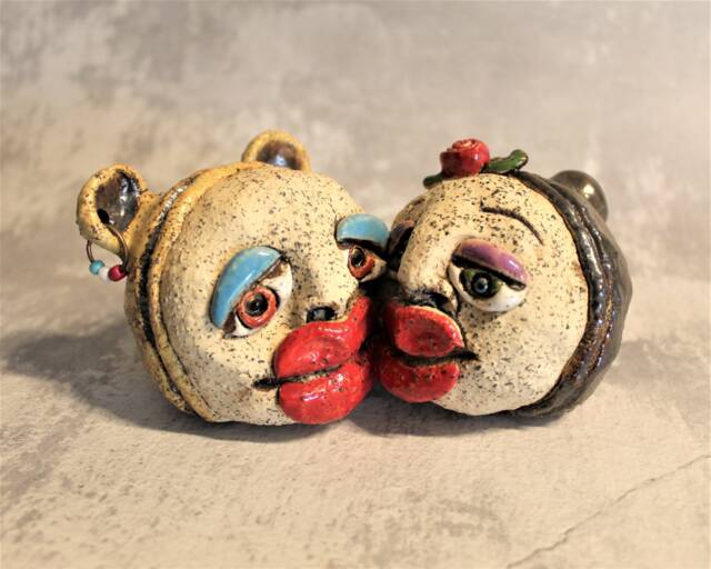 Unique Ceramic Kissing Sculpture, Handmade Loving Couple, Pride Day Gift - image 1