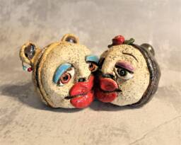 Unique Ceramic Kissing Sculpture, Handmade Loving Couple, Pride Day Gift