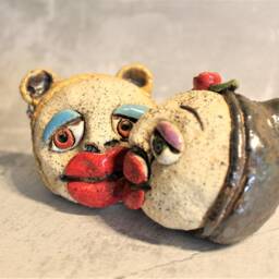 Unique Ceramic Kissing Sculpture, Handmade Loving Couple, Pride Day Gift - thumbnail 2