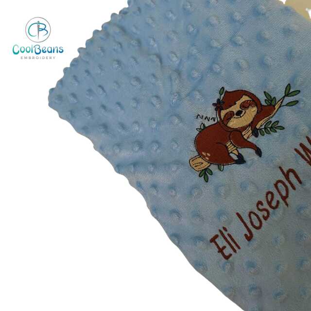 Sloth - Bubble Baby Blanket Embroidered Personalised 95cm X 75cm - image 1