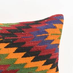 Handwoven Kilim Pillow Cover Stripe Wool Cushion, Turkish Home Decor - 16x24 - thumbnail 2