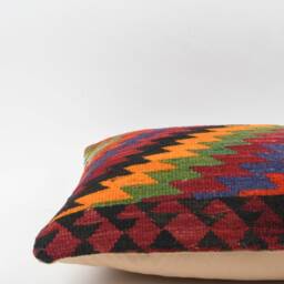 Handwoven Kilim Pillow Cover Stripe Wool Cushion, Turkish Home Decor - 16x24 - thumbnail 4