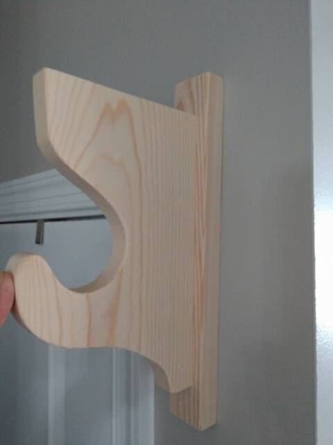 Solid Pine Curtain-Rod Brackets With Shelf Support - image 1