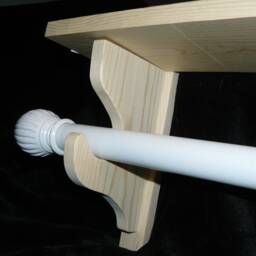 Solid Pine Curtain-Rod Brackets With Shelf Support - thumbnail 2