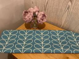 Handmade Lampshade in A Stem Print Fabric, Deep Duck Egg Colour Way Various Sizes Available, Ceiling Or Table Lamp Options - thumbnail 1