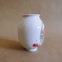 Bamboo Brush Vase - Basket Of Cherries // Handmade Ceramic Vessel - thumbnail 2