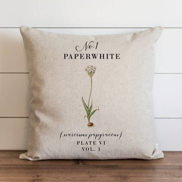 Paperwhite Pillow Cover - 18 X 20 Botanical Floral Herbs Spring Home Decor Summer Throw Garden - image 1