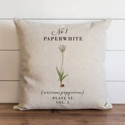 Paperwhite Pillow Cover - 18 X 20 Botanical Floral Herbs Spring Home Decor Summer Throw Garden - thumbnail 1