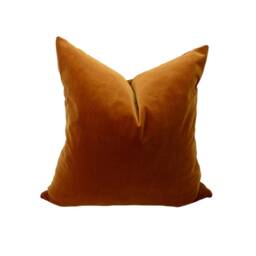 Rust Velvet Lumbar Pillow, Heavyweight Cotton Cushion, Concealed Zipper - thumbnail 2