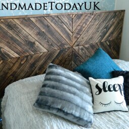 Handmade Headboard Rustic Chevron Herringbone Style Recycled Reclaimed Pallet Wood - thumbnail 3