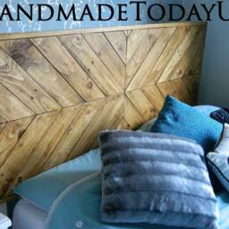 Handmade Headboard Rustic Chevron Herringbone Style Recycled Reclaimed Pallet Wood - thumbnail 2