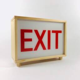 Exit Sign Lightbox, Exit Frame in Pinewood Light Box, Wooden Led Lamp, Original Gift, Collage Warm Lightbox. #exit - thumbnail 3