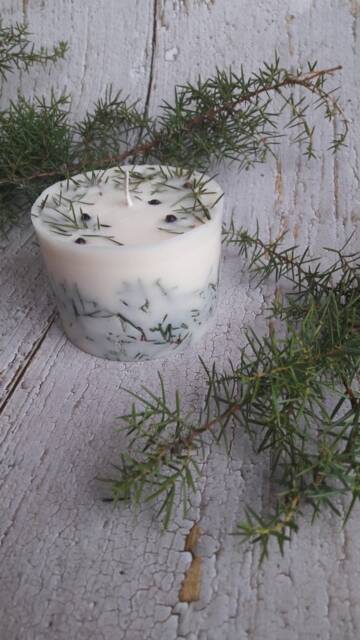Juniper Soy Wax Candle Christmas Pillar Candle - image 1