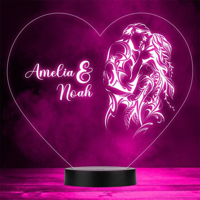 In Love Kissing Valentine's Day Personalised Gift Colour Changing Night Light - image 1
