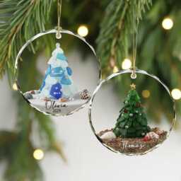 Personalized Seaglass Christmas Tree Ornament, Ceramic Family Gift, Glass Ocean Holiday Keepsake - thumbnail 2