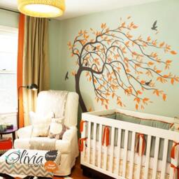 White Large Nursery Blowing Tree Wall Mural Decal Sticker -Nt032 - thumbnail 3