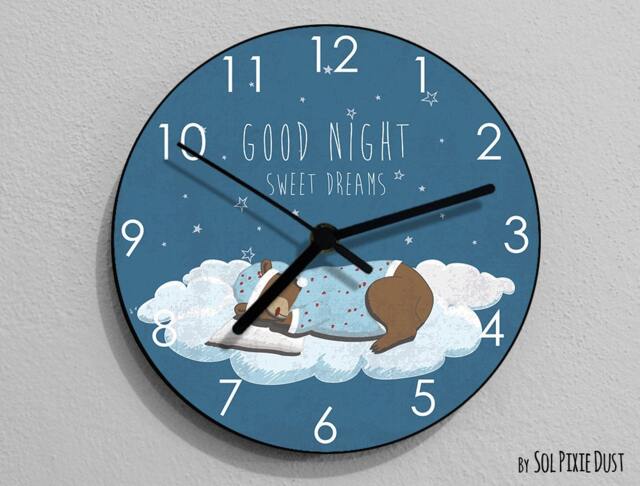 Teddy Bear Sleeping , Wall Clock - Kids Nursery Room, Teens Baby Room - image 1