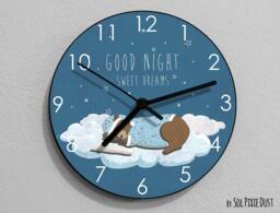 Teddy Bear Sleeping , Wall Clock - Kids Nursery Room, Teens Baby Room