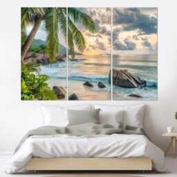 Scenic Tropical Beach Canvas Print, Wall Decor, Ocean Art, Large Sea Framed & Ready To Hang - thumbnail 3