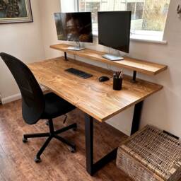 Solid Wood Desk With Monitor Shelf - thumbnail 3