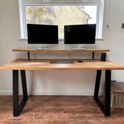 Solid Wood Desk With Monitor Shelf - thumbnail 4