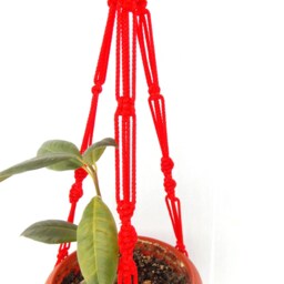 Macrame Plant Hanger 18 Inches 3mm Red Hanging Planter Pattern Indoor Or Outdoor Decor Gift Idea Handmade Flowerpot Wall - thumbnail 3