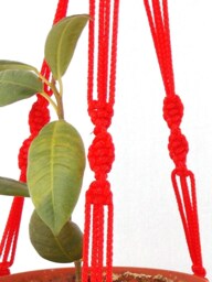 Macrame Plant Hanger 18 Inches 3mm Red Hanging Planter Pattern Indoor Or Outdoor Decor Gift Idea Handmade Flowerpot Wall - thumbnail 1