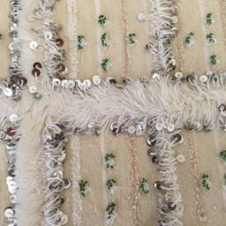 Moroccan Handira/Vintage Wedding Blanket/Sequinned Atlas Rug /Throw /Rug /Pure Wool With Sequins /135 X 245 cm 4.42 8.03 Ft - thumbnail 4