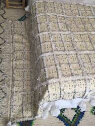 Moroccan Handira/Vintage Wedding Blanket/Sequinned Atlas Rug /Throw /Rug /Pure Wool With Sequins /135 X 245 cm 4.42 8.03 Ft