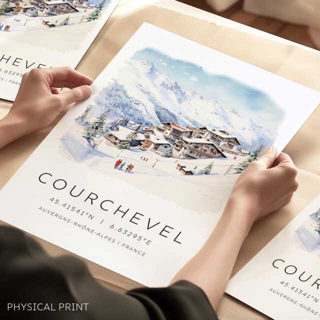 Courchevel Travel Print, Ski Poster, Les Trois Vall??es, France Wall Art, Gift For Skier - image 1