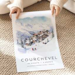 Courchevel Travel Print, Ski Poster, Les Trois Vall??es, France Wall Art, Gift For Skier - thumbnail 2