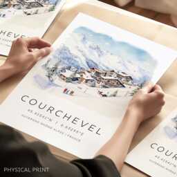 Courchevel Travel Print, Ski Poster, Les Trois Vall??es, France Wall Art, Gift For Skier - thumbnail 1