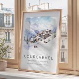 Courchevel Travel Print, Ski Poster, Les Trois Vall??es, France Wall Art, Gift For Skier - thumbnail 3