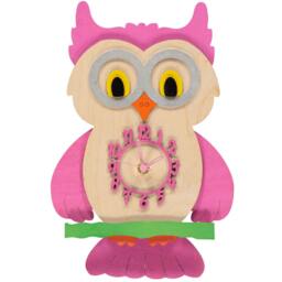 Pink Owl Personalised Wooden Pendulum Children's Clock - thumbnail 2