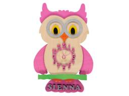 Pink Owl Personalised Wooden Pendulum Children's Clock - thumbnail 1
