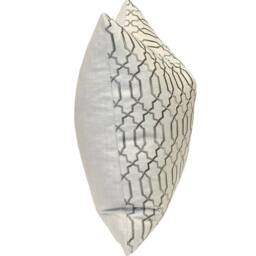 Embroidered Trellis Pillow Cover Gray Geometric Lattice, 20x20 Designer Cushion - thumbnail 2