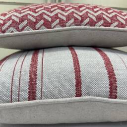 Cushions Made in Fermoie Carskiey Single Stripe Luxury Designer Decorative Neutral Red Linen Cushion Pillow Throw Cover - thumbnail 3
