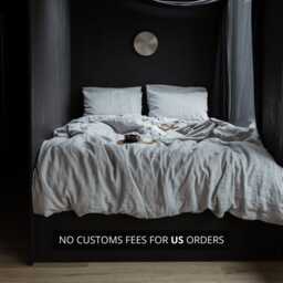 Light Grey Fitted Linen Bed Sheet in King, Queen, Single, Twin & Other Custom Sizes, Stone Washed Soft Natural Cover - thumbnail 2