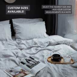 Light Grey Fitted Linen Bed Sheet in King, Queen, Single, Twin & Other Custom Sizes, Stone Washed Soft Natural Cover - thumbnail 3